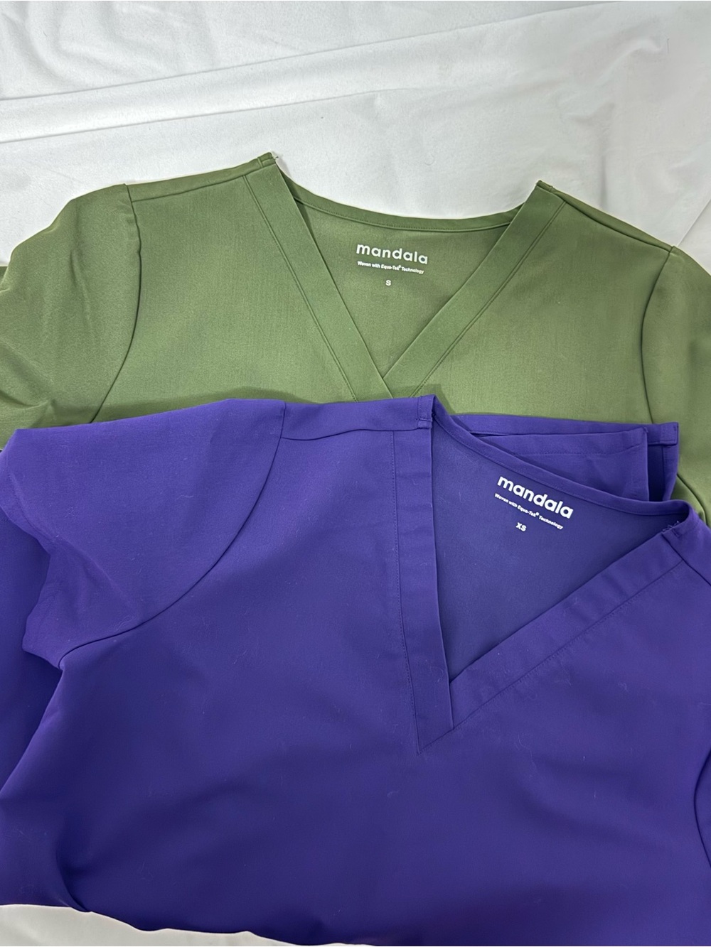 Mandala V-Neck Scrub Tops in Olive Green & Royal Purple